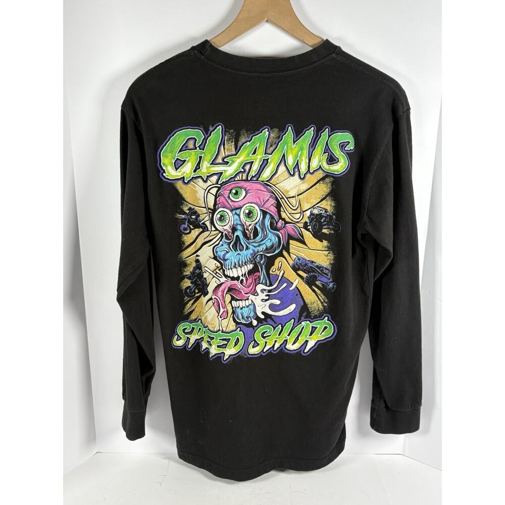 Glamis Speed Shop Skull Graphic Long Sleeve T Shirt Black Size M